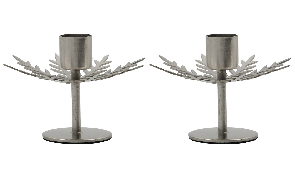 SNOWFLAKE Ljusstake Silver 2-p i gruppen Dekoration / Ljusstakar och Lyktor hos SoffaDirekt.se (900002484)