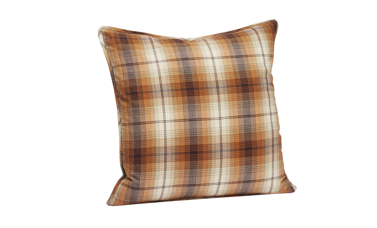 KUDDFODRAL Rutig 50x50 Pumpa/Brun i gruppen Mattor & Textil / Prydnadskuddar / Kuddfodral hos SoffaDirekt.se (CCP-5050-255)