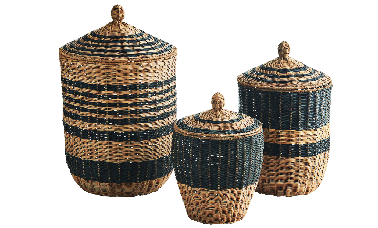 KORG 3-Set Natur/Svart i gruppen Dekoration / Korgar och Frvaring hos SoffaDirekt.se (MKNV2458-3)