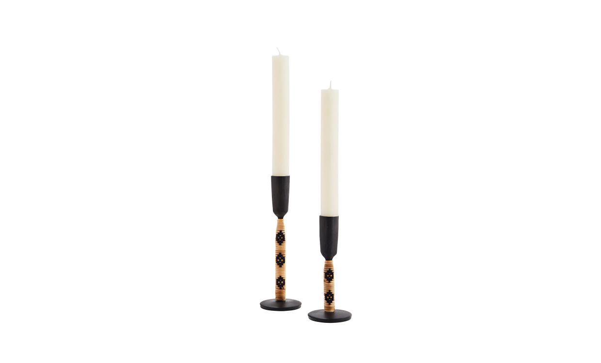 LJUSSTAKE Bambu 2-pack Natur/Svart i gruppen Dekoration / Ljusstakar och Lyktor hos SoffaDirekt.se (MSD-22S-0304)