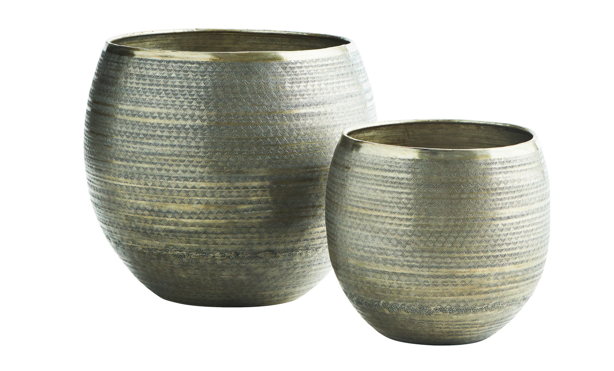 KRUKA Aluminium 2-set Antik Mssing i gruppen Dekoration / Vaser och Krukor hos SoffaDirekt.se (P249-ABL)