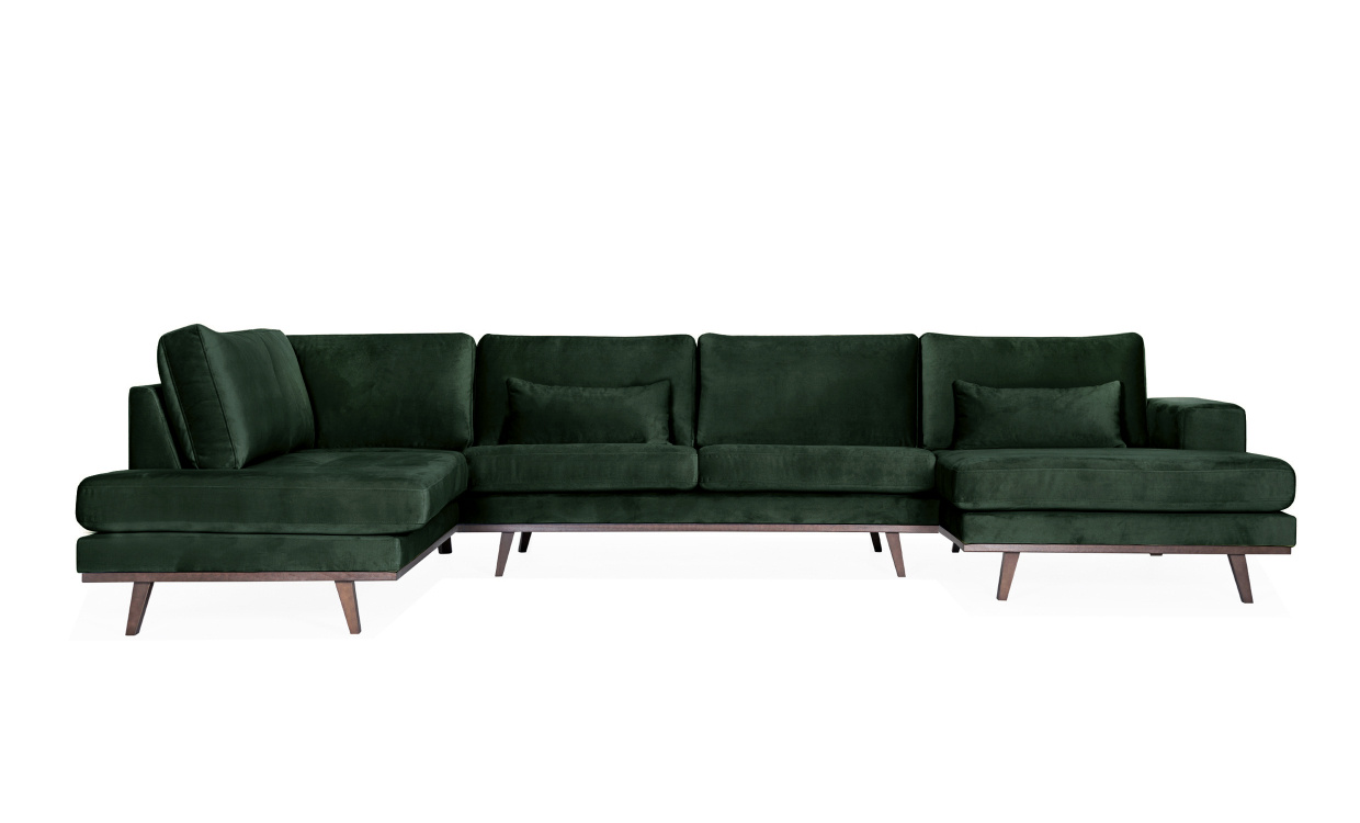 STOCKHOLM U-soffa Vnster Velvet Edition Grn i gruppen Vardagsrum / Soffor / U-Soffor hos SoffaDirekt.se (STA3DRI38)