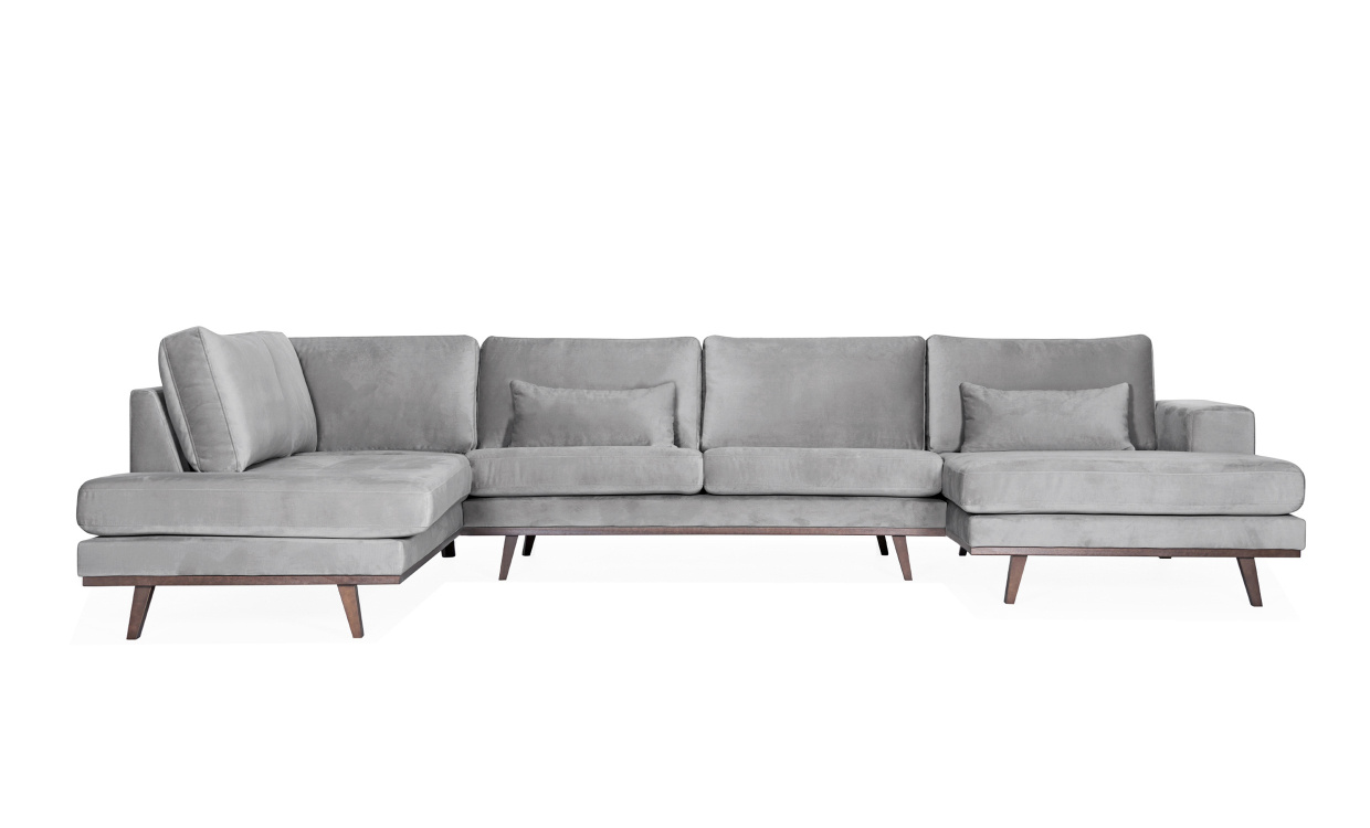 STOCKHOLM U-soffa Vnster Velvet Edition Ljusgr i gruppen Vardagsrum / Soffor / U-Soffor hos SoffaDirekt.se (STA3DRI91)