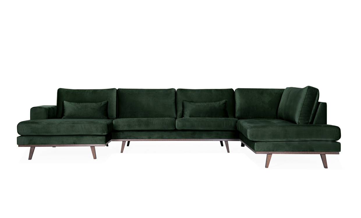 STOCKHOLM U-soffa Hger Velvet Edition Grn i gruppen Vardagsrum / Soffor / U-Soffor hos SoffaDirekt.se (STD3ARI38)