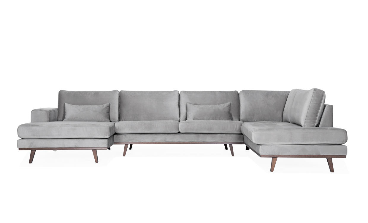 STOCKHOLM U-soffa Hger Velvet Edition Ljusgr i gruppen Vardagsrum / Soffor / U-Soffor hos SoffaDirekt.se (STD3ARI91)