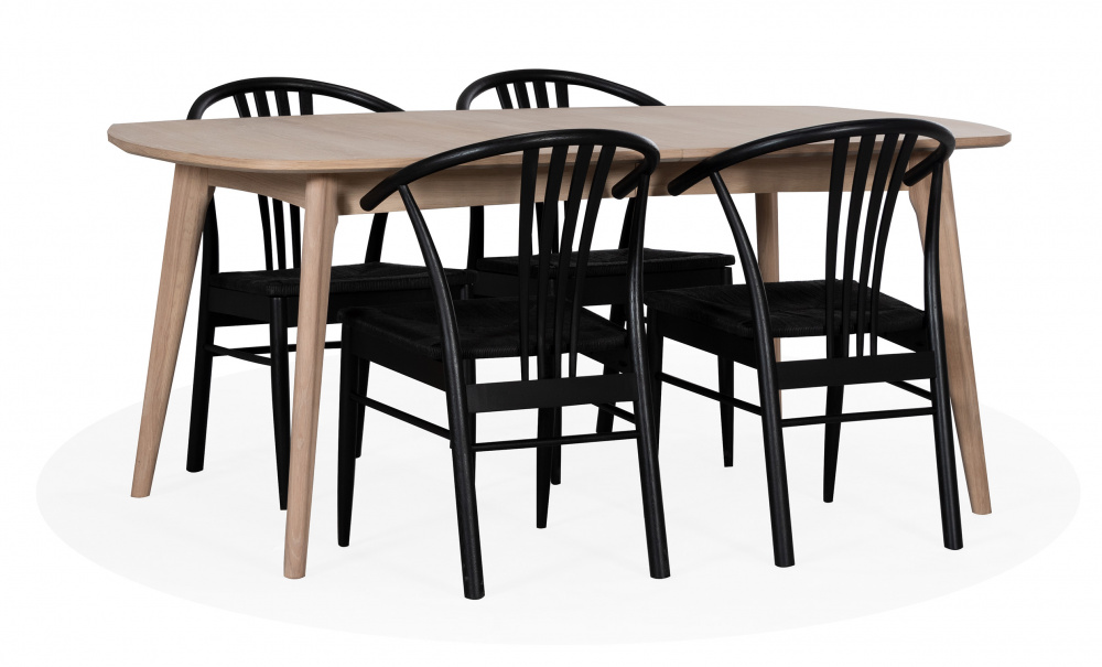 MADS 180/YRSA Matgrupp 4 Stolar Svart i gruppen Matplats / Bord / Matgrupper / Matgrupp 4 stolar hos SoffaDirekt.se (0000054687-89299)