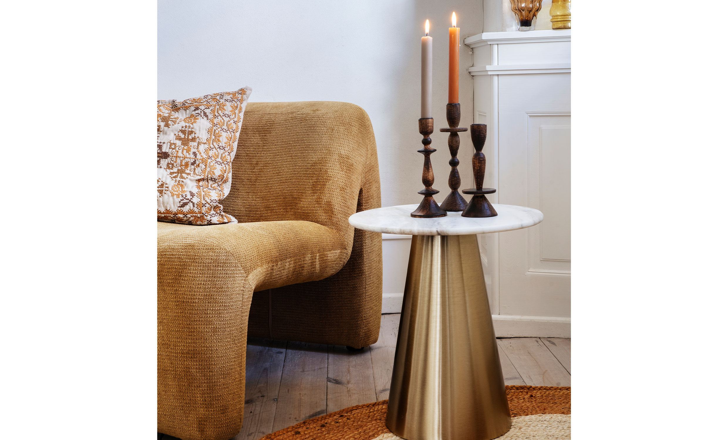 KUDDFODRAL Broderad 50x50 Beige/Brun