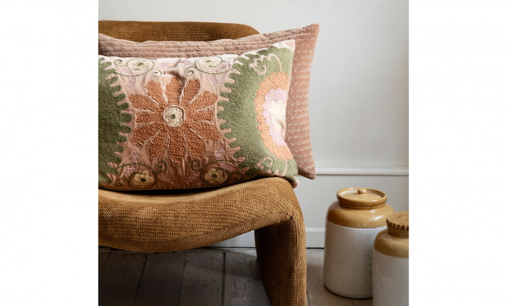 KUDDFODRAL Sammet 40x60 Rosa/Grn i gruppen Mattor & Textil / Prydnadskuddar / Kuddfodral hos SoffaDirekt.se (1024-02C)