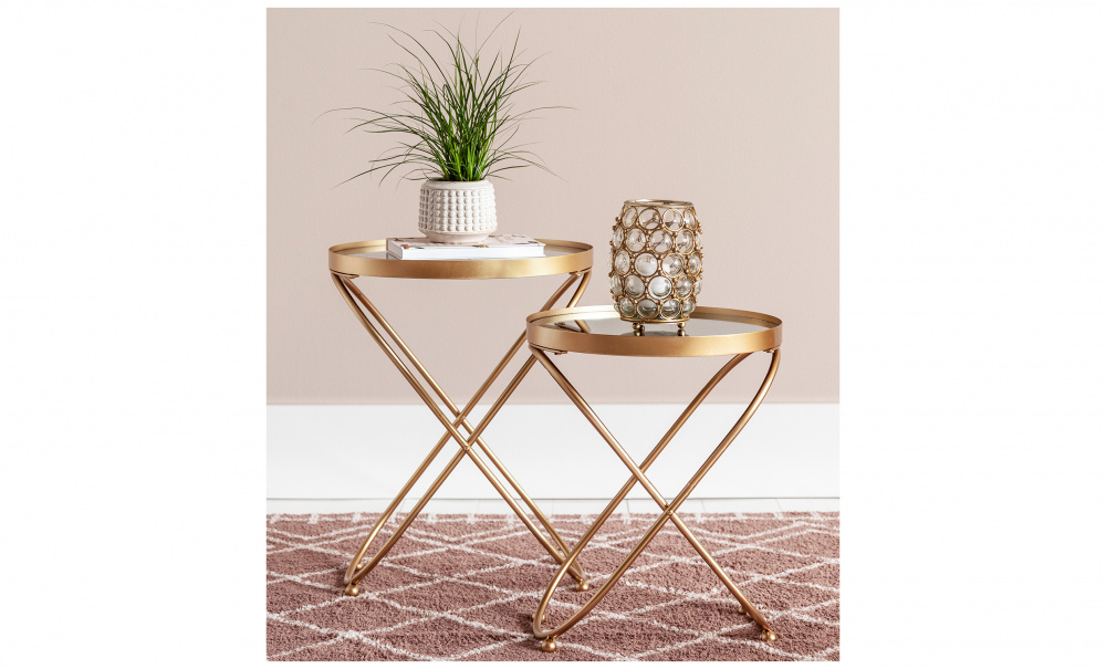 MELODY Satsbord x2 Guld i gruppen Sovrum / Sovrumsmbler / Sngbord hos SoffaDirekt.se (102895)