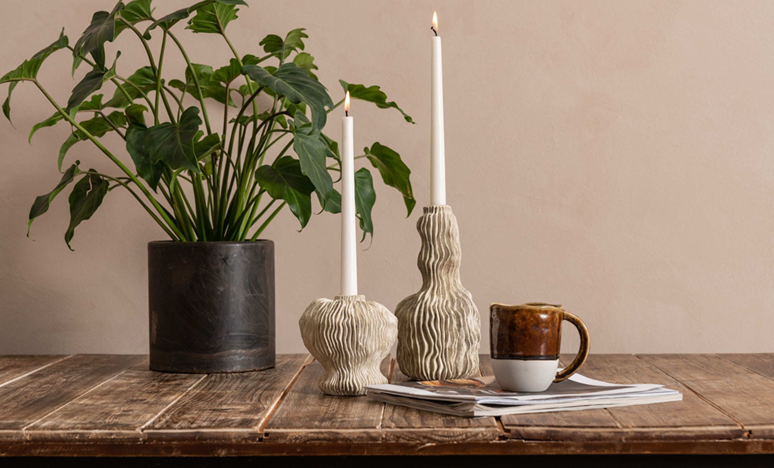 BRUNO Ljusstake Beige Hg