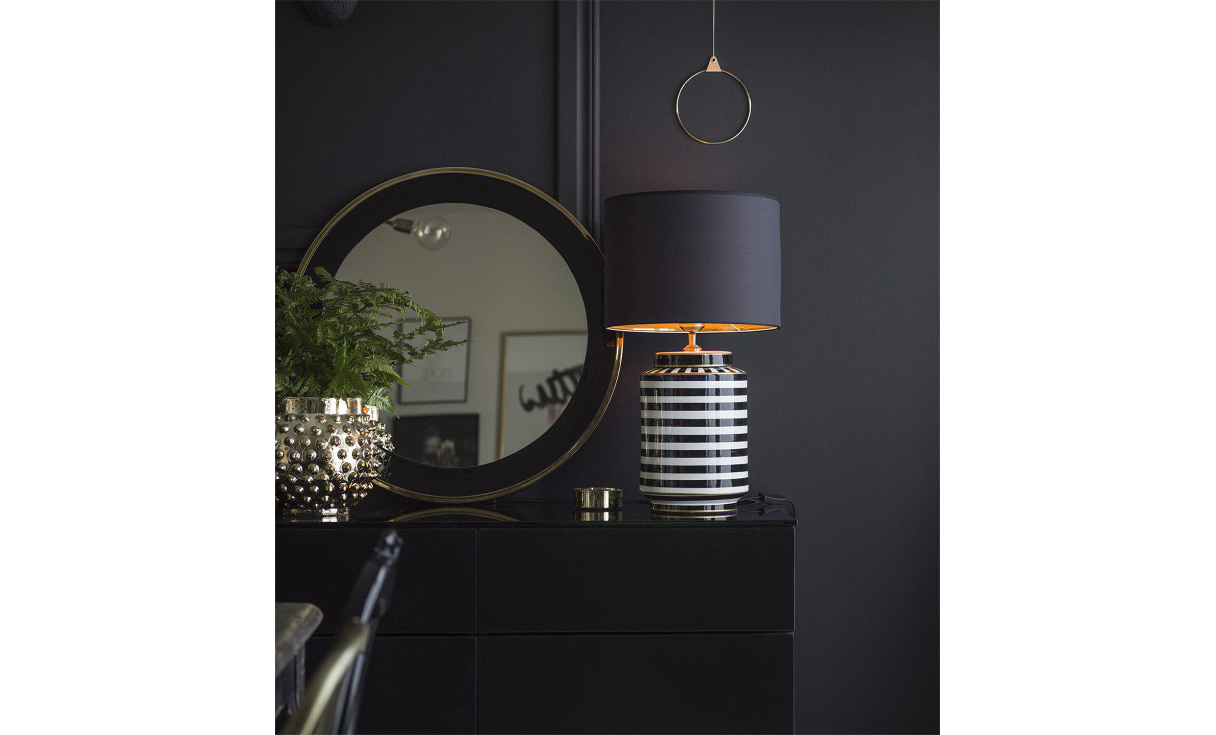 GATSBY Lampfot Svart/Vit