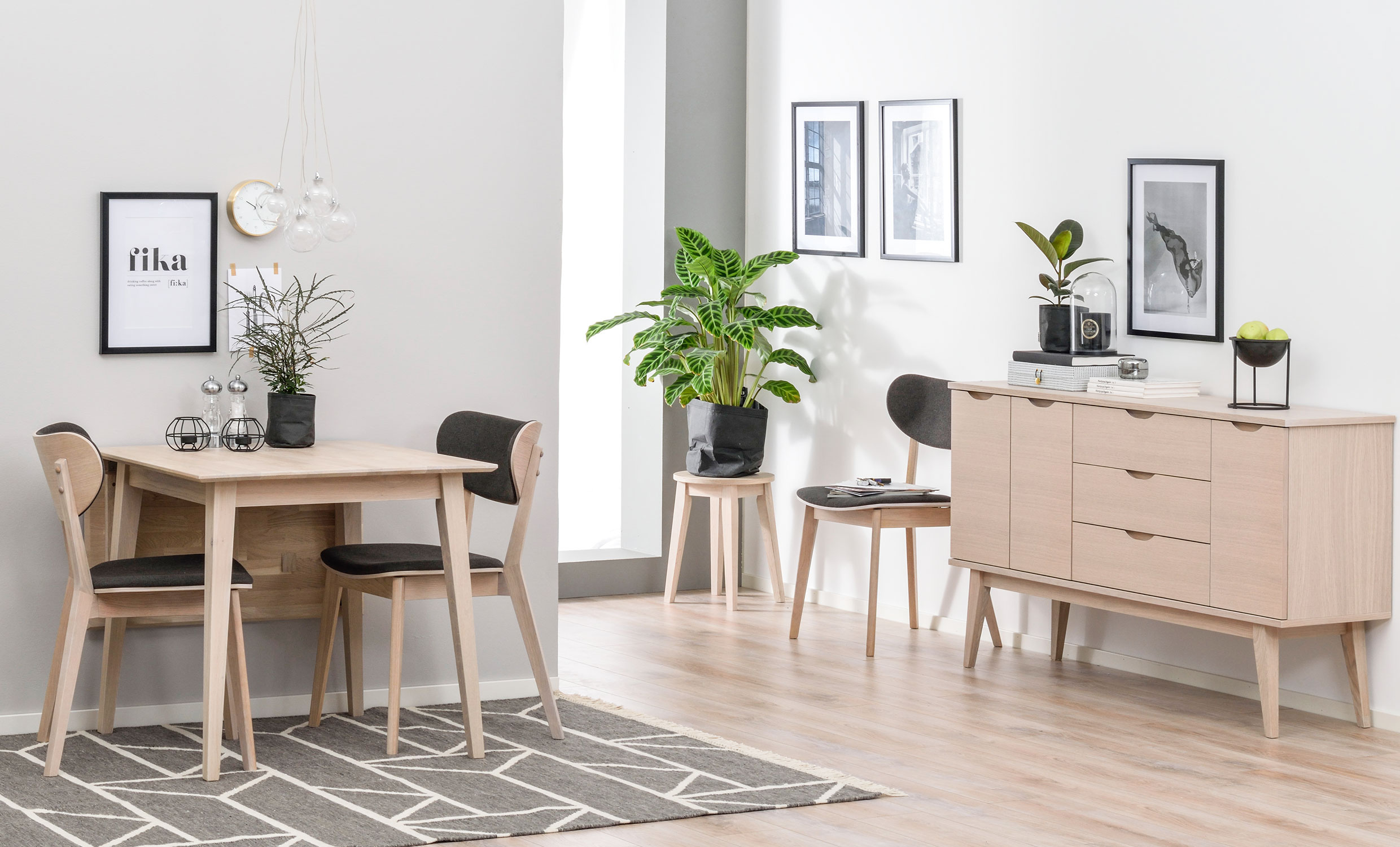 FILIPPA Klaffbord 80+45 Vitpigmenterad ek