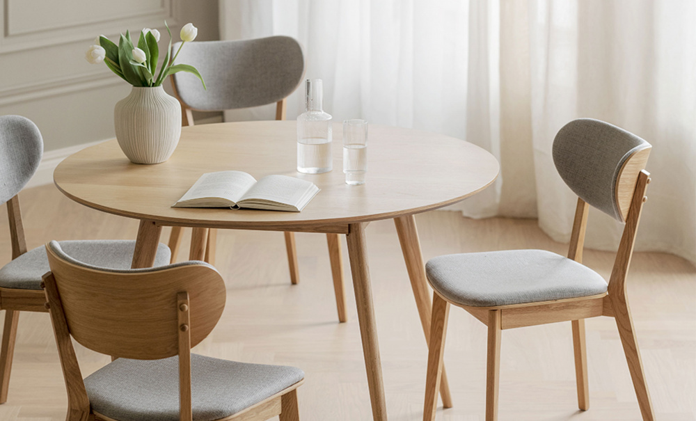 YUMI Matbord Runt 115 Lackad ek i gruppen Matplats / Bord / Matbord hos SoffaDirekt.se (119203)