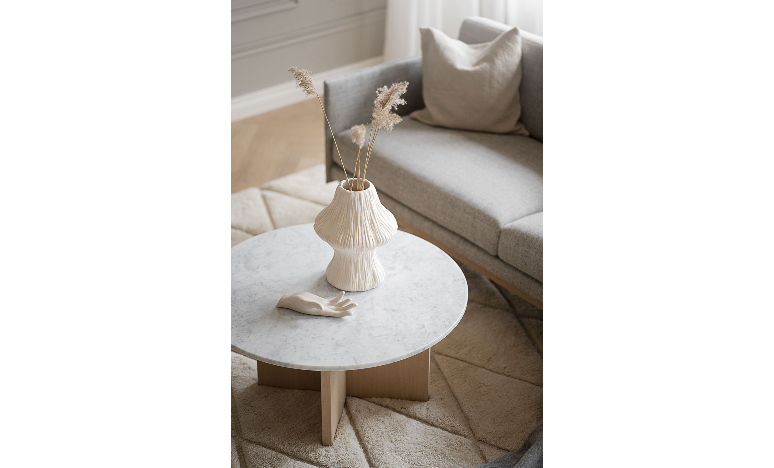 BROOKSVILLE Soffbord Vit Marmor/Vitmigment Ek