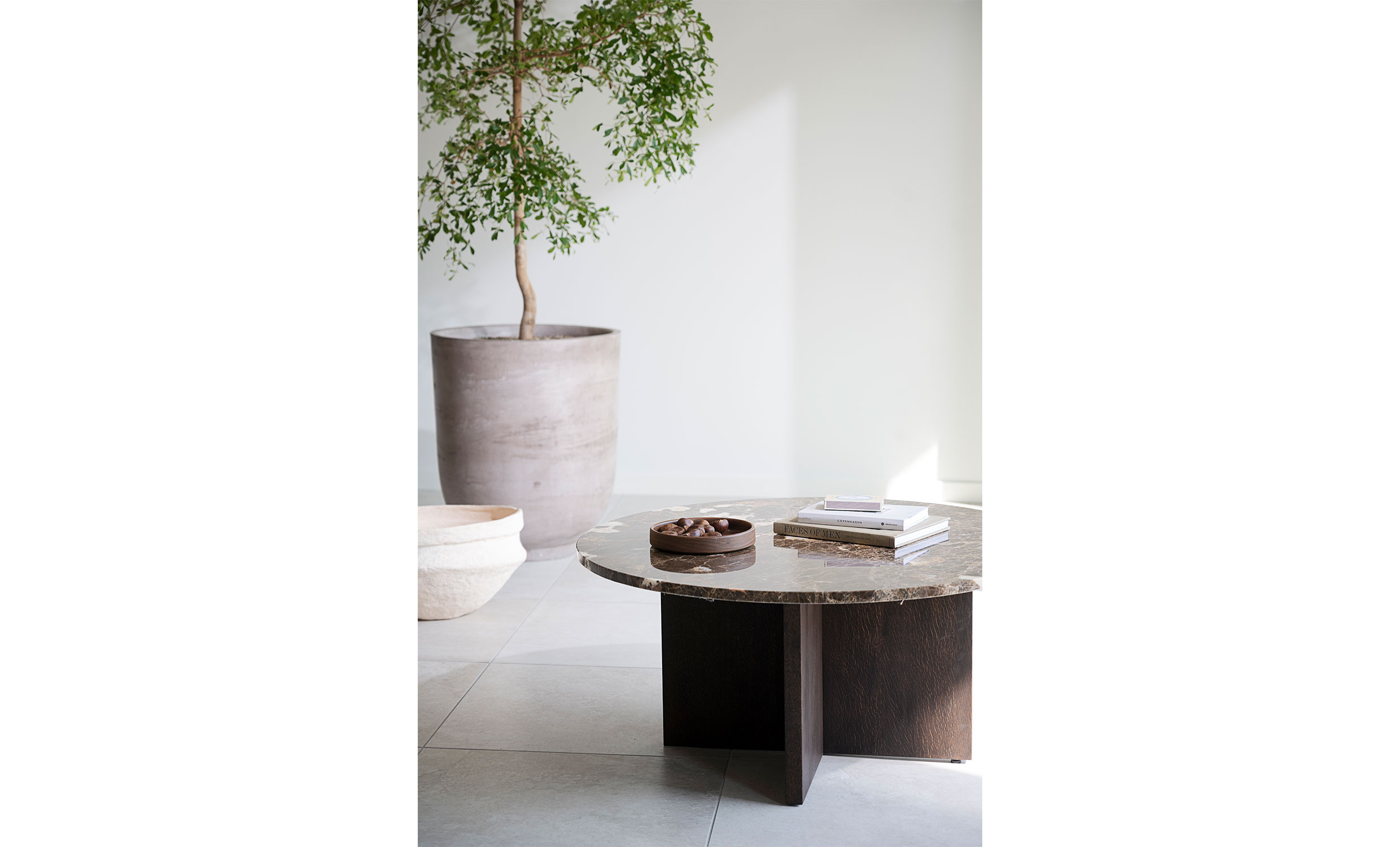 BROOKSVILLE Soffbord Brun Marmor/Brun Ek