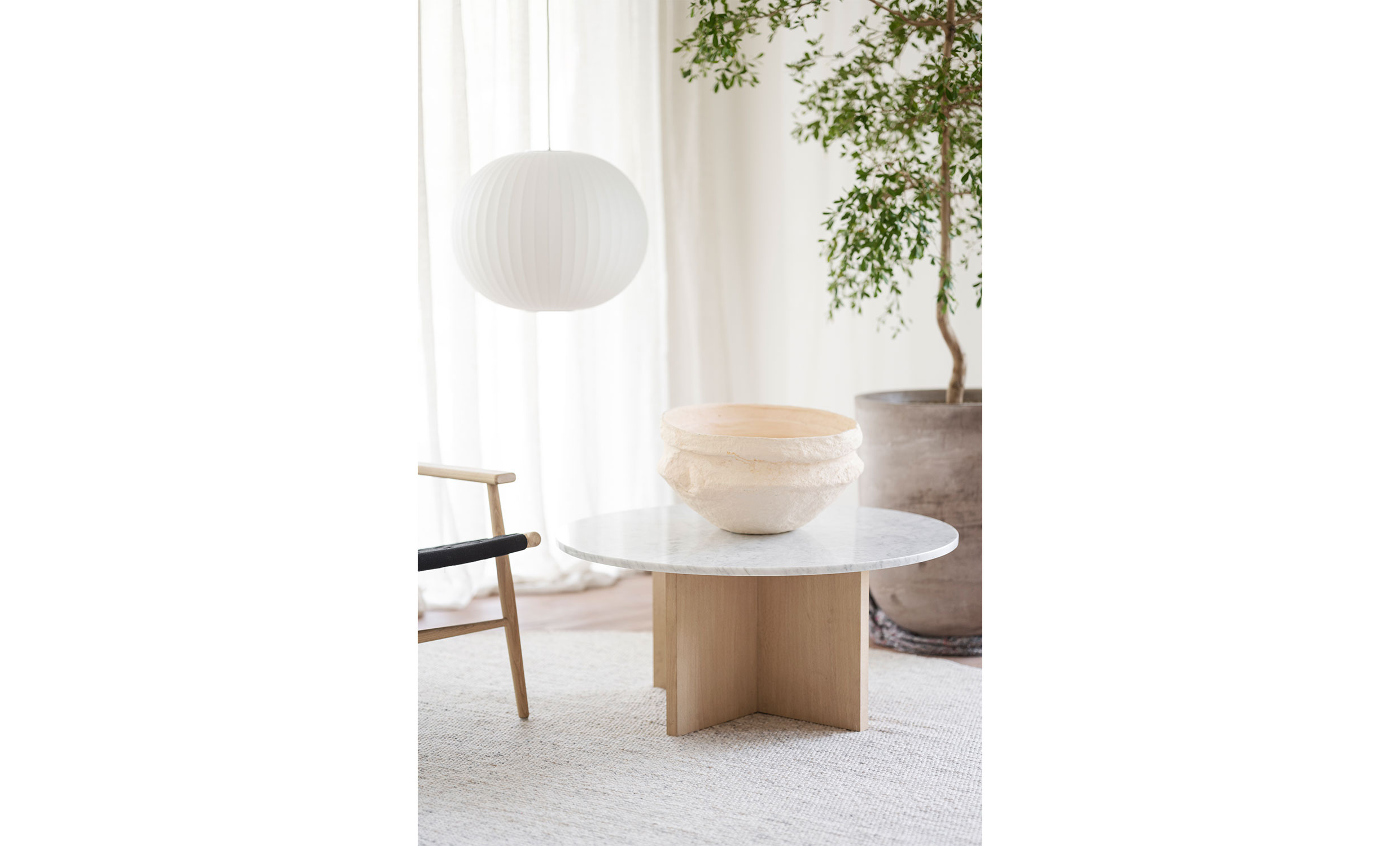 BROOKSVILLE Soffbord Vit Marmor/Brun Ek