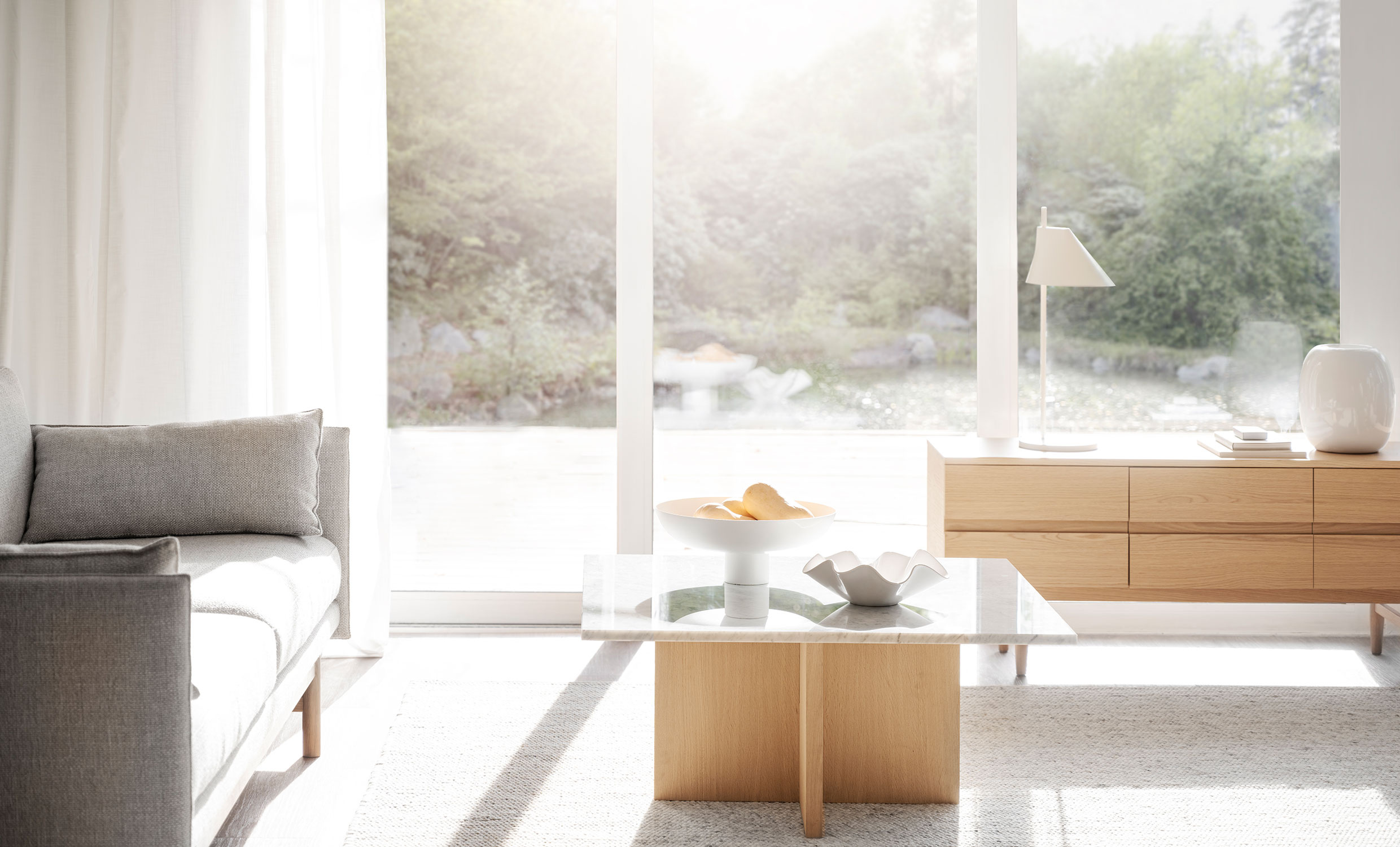 BROOKSVILLE Soffbord Vit Marmor/Vitmigment Ek