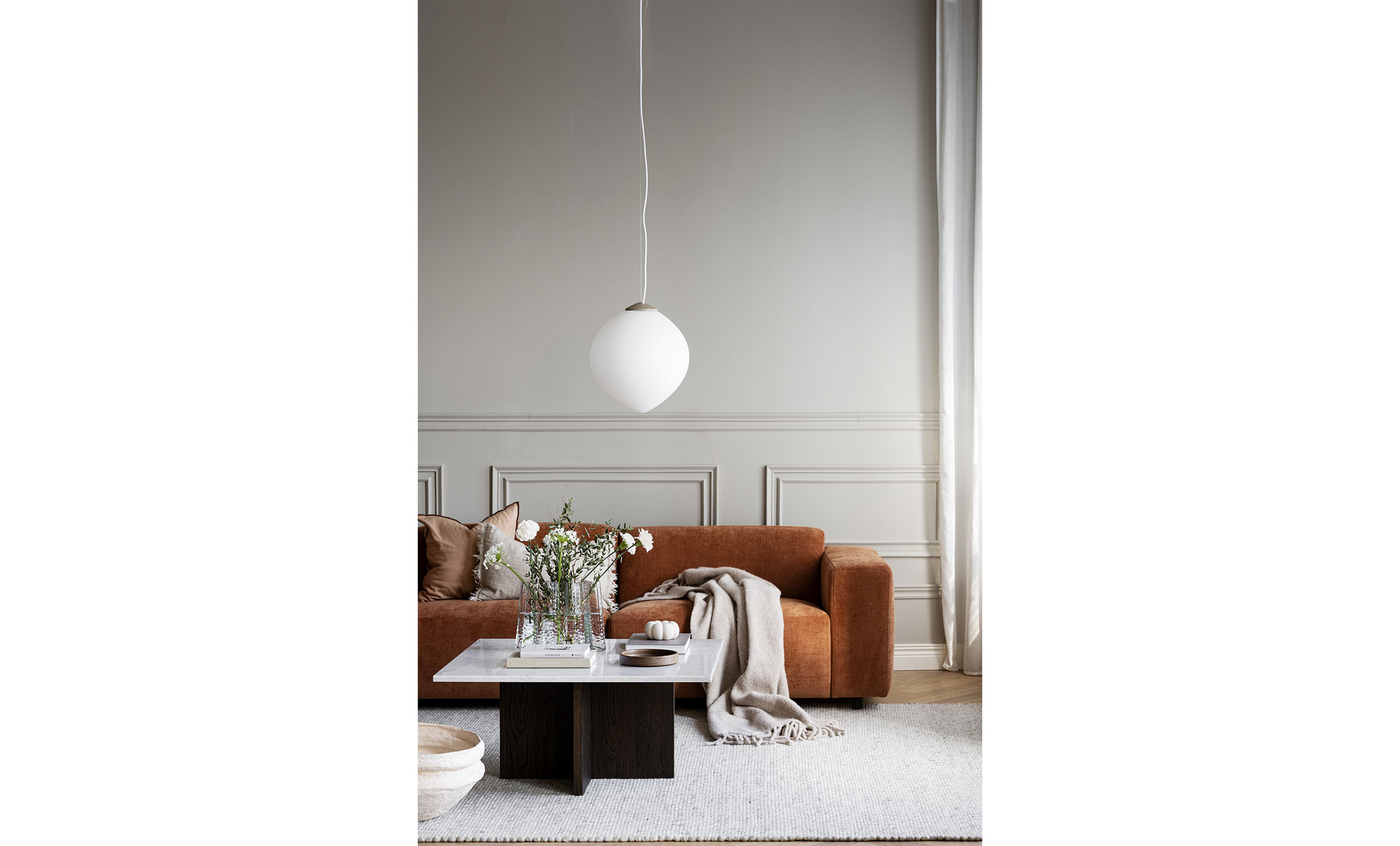 BROOKSVILLE Soffbord Vit Marmor/Brun Ek