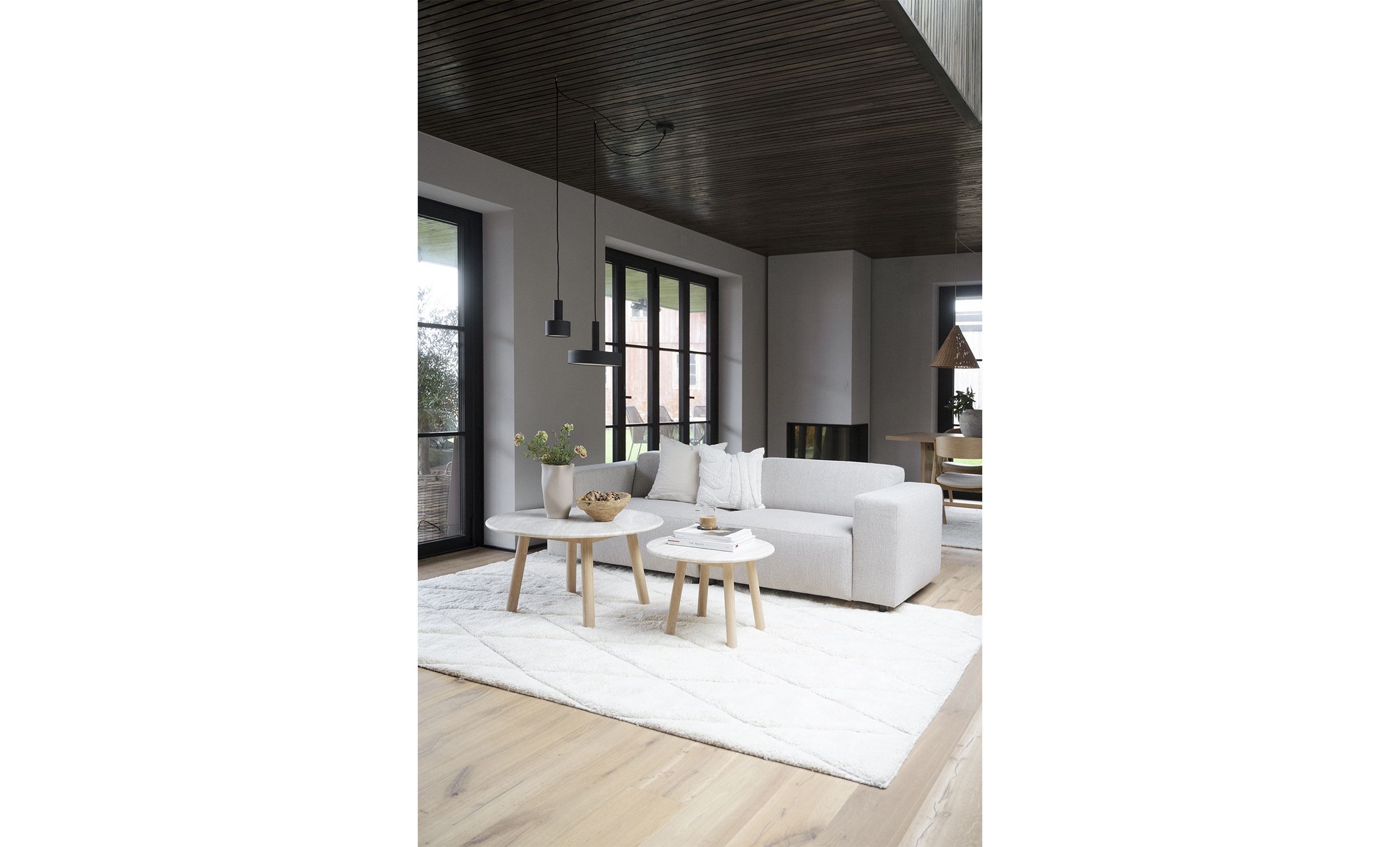 TARANSAY Soffbord Beige Travertin/Vitpigmenterad Ek