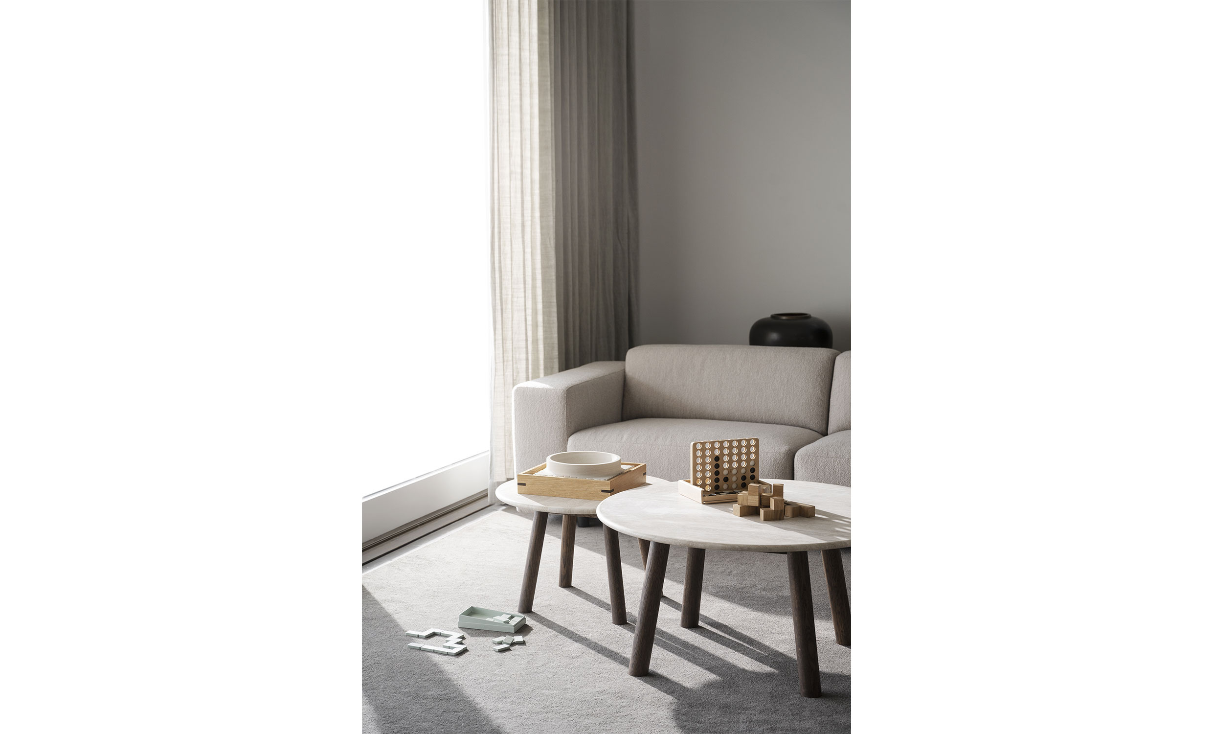 TARANSAY Soffbord Beige Travertin/Brun Ek