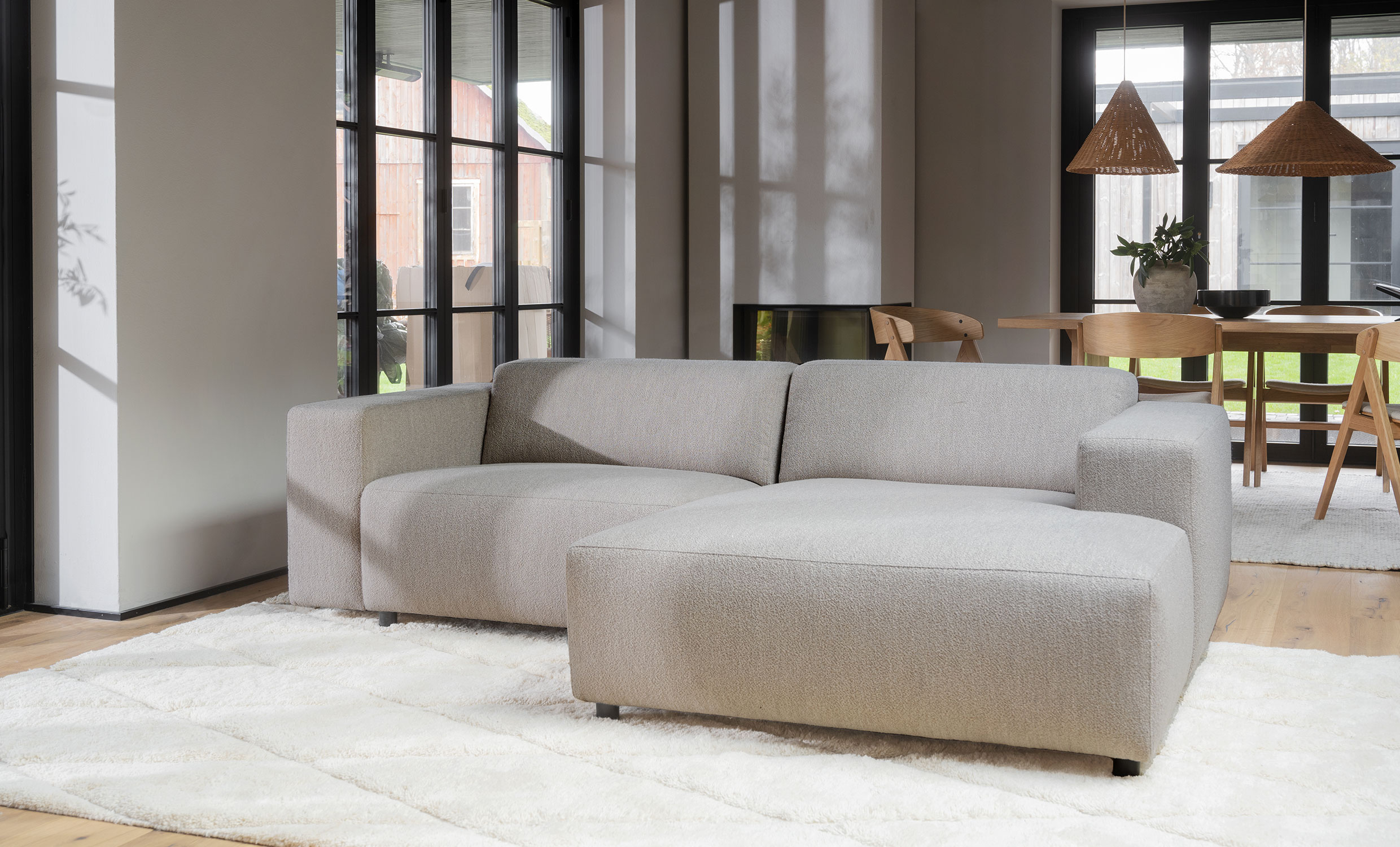 WILLARD soffa 3-sits-schslong hger beige