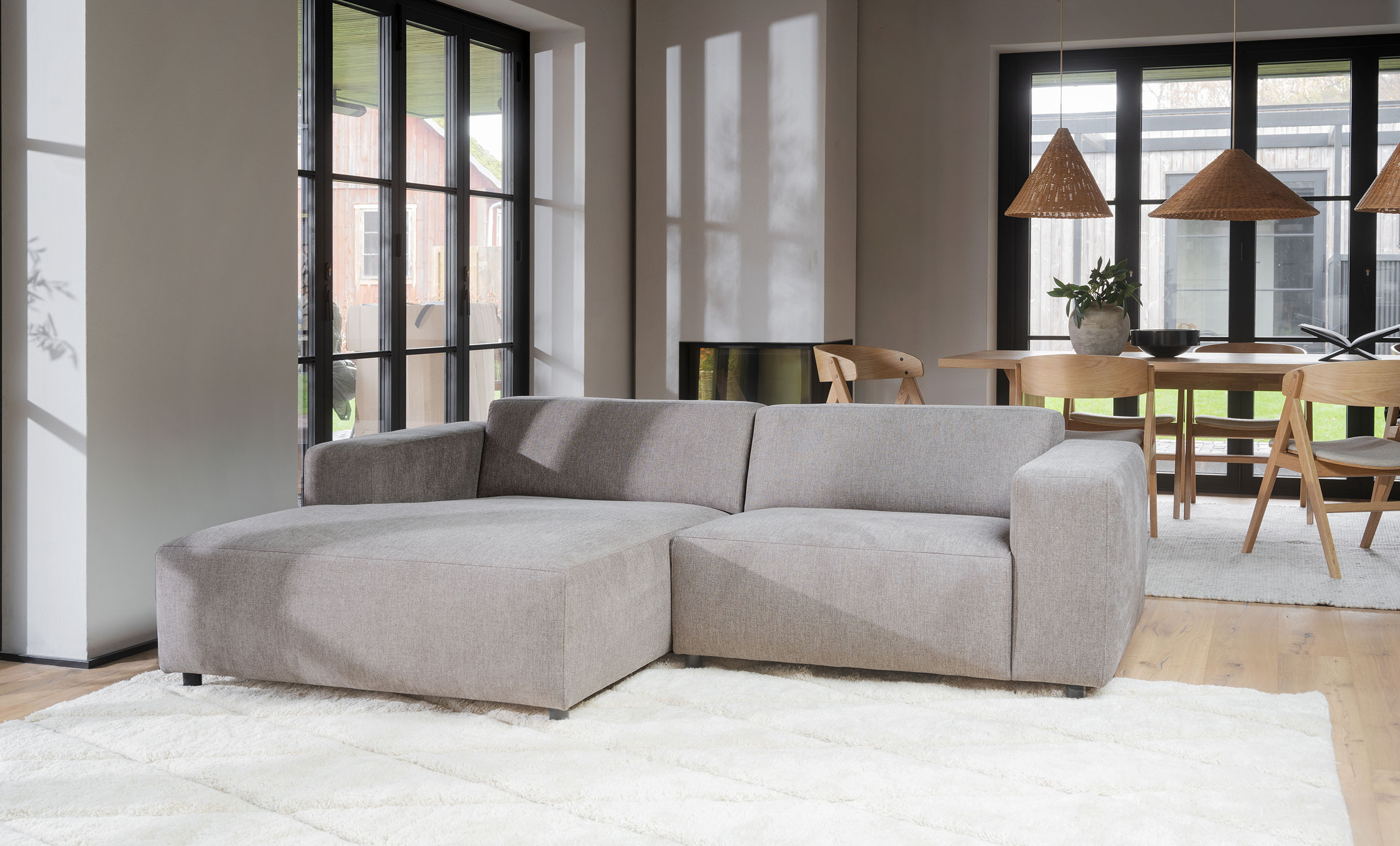 WILLARD soffa 3-sits-schslong vnster beige