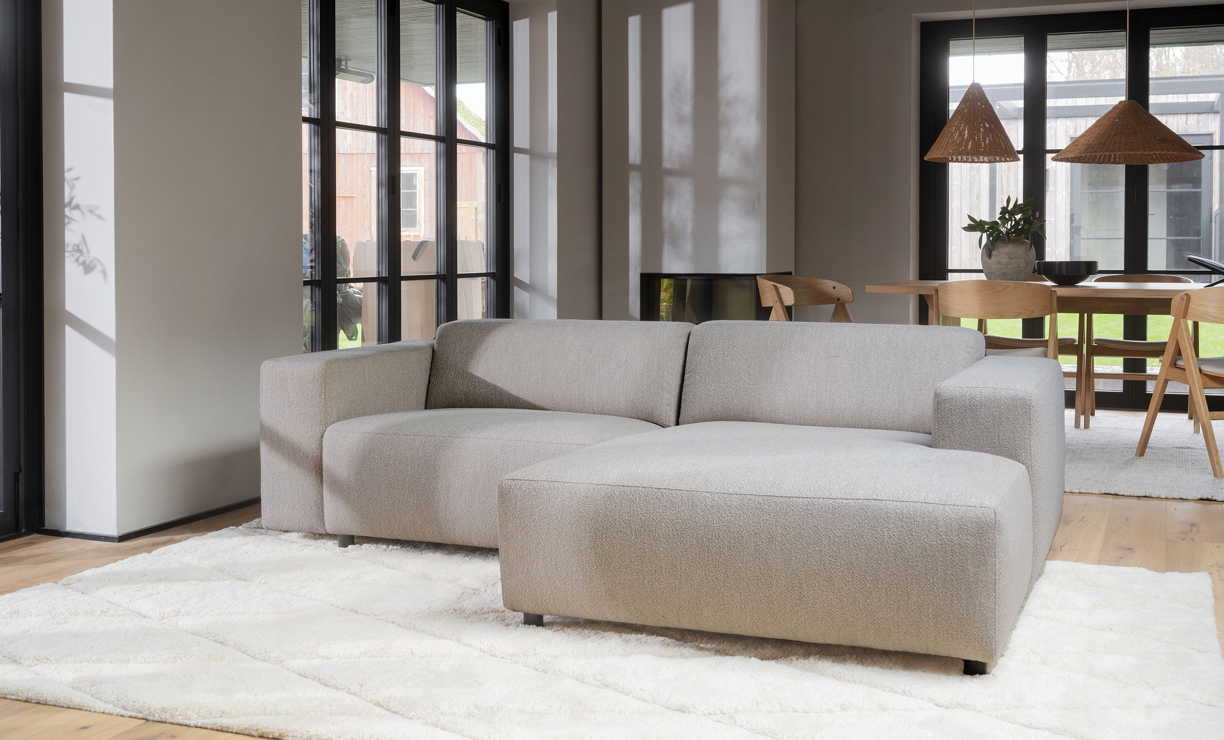 WILLARD soffa 3-sits-schslong hger ljusbeige