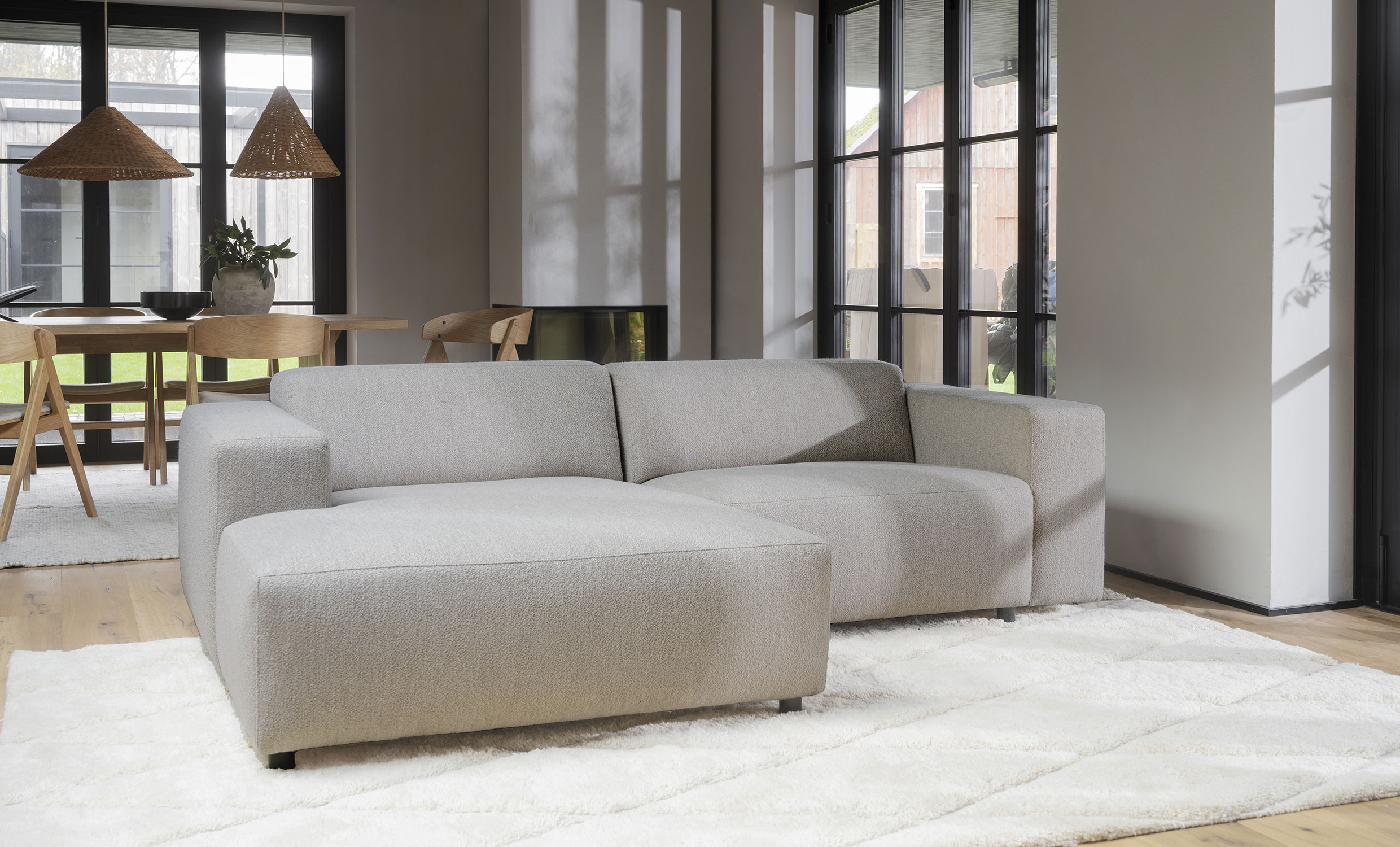 WILLARD soffa 3-sits-schslong vnster ljusbeige