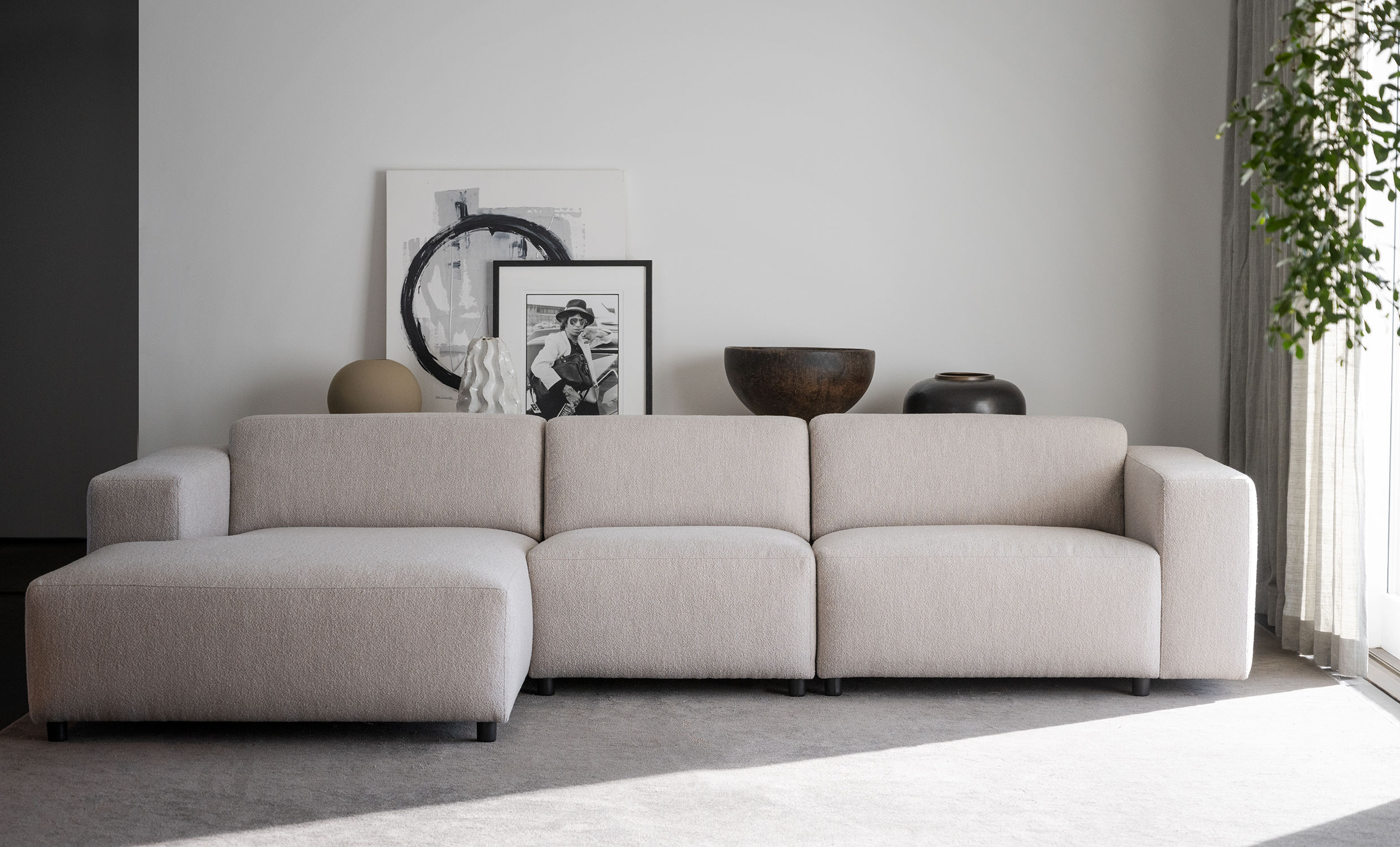 WILLARD soffa 4-sits-schslong vnster ljusbeige