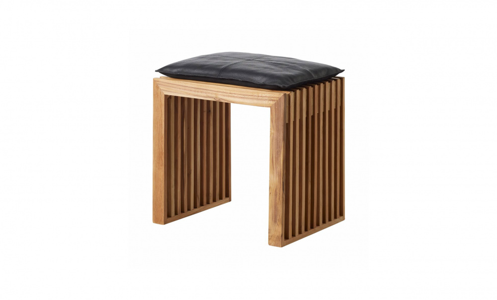 RIB set teak pall svart skinndyna i gruppen Matplats / Sittmbler / Stolar hos SoffaDirekt.se (1400420)