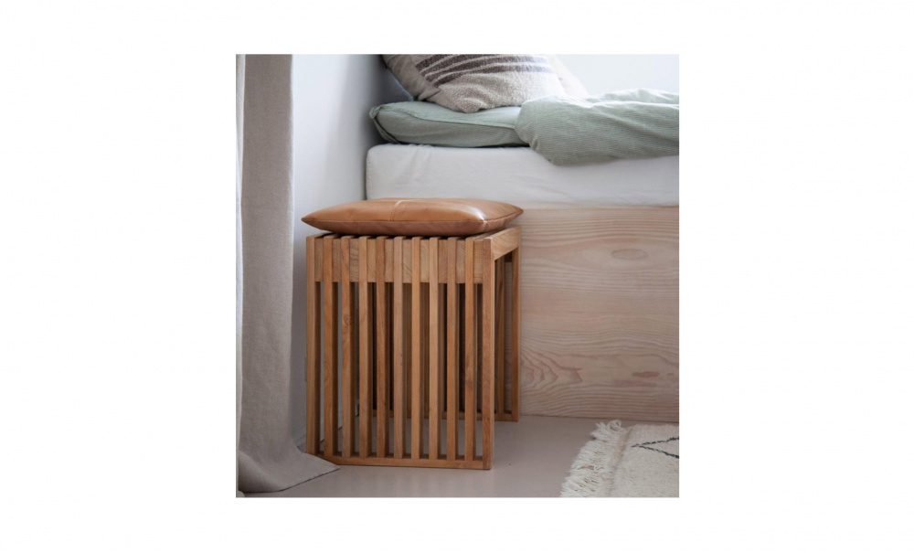 RIB set teak pall brun skinndyna i gruppen Sovrum / Sovrumsmbler / Sittmbler hos SoffaDirekt.se (1400462)