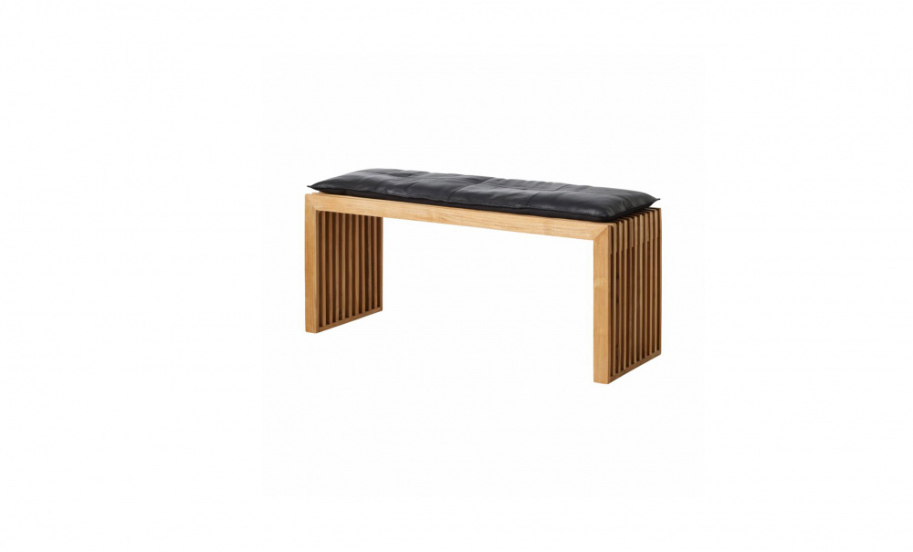 RIB set teak bnk svart skinndyna i gruppen Matplats / Sittmbler / Stolar hos SoffaDirekt.se (1400520)