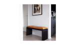 RIB set bänk svartlackat brun skinndyna