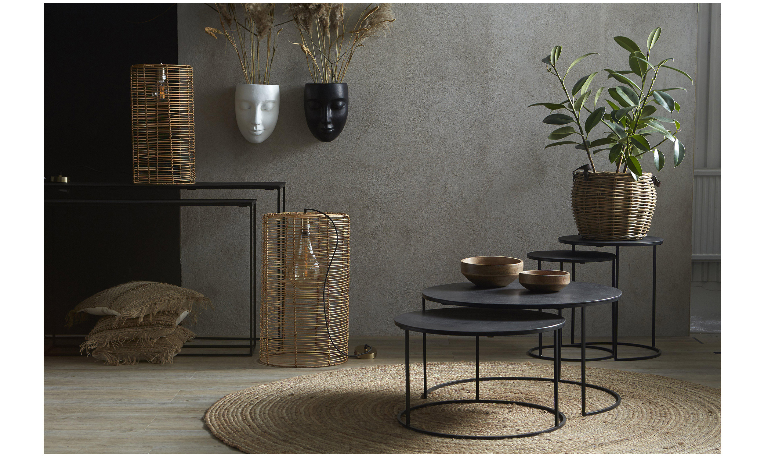 KOBE Bord 2-Set Large Svart