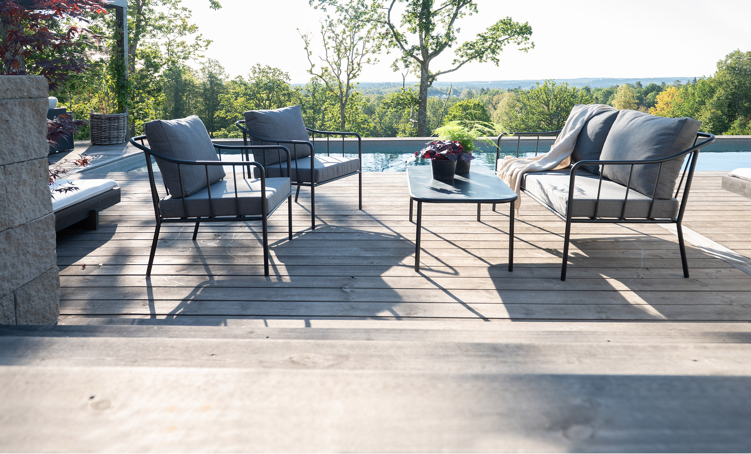 RIMINI Loungeset Svart/Gr