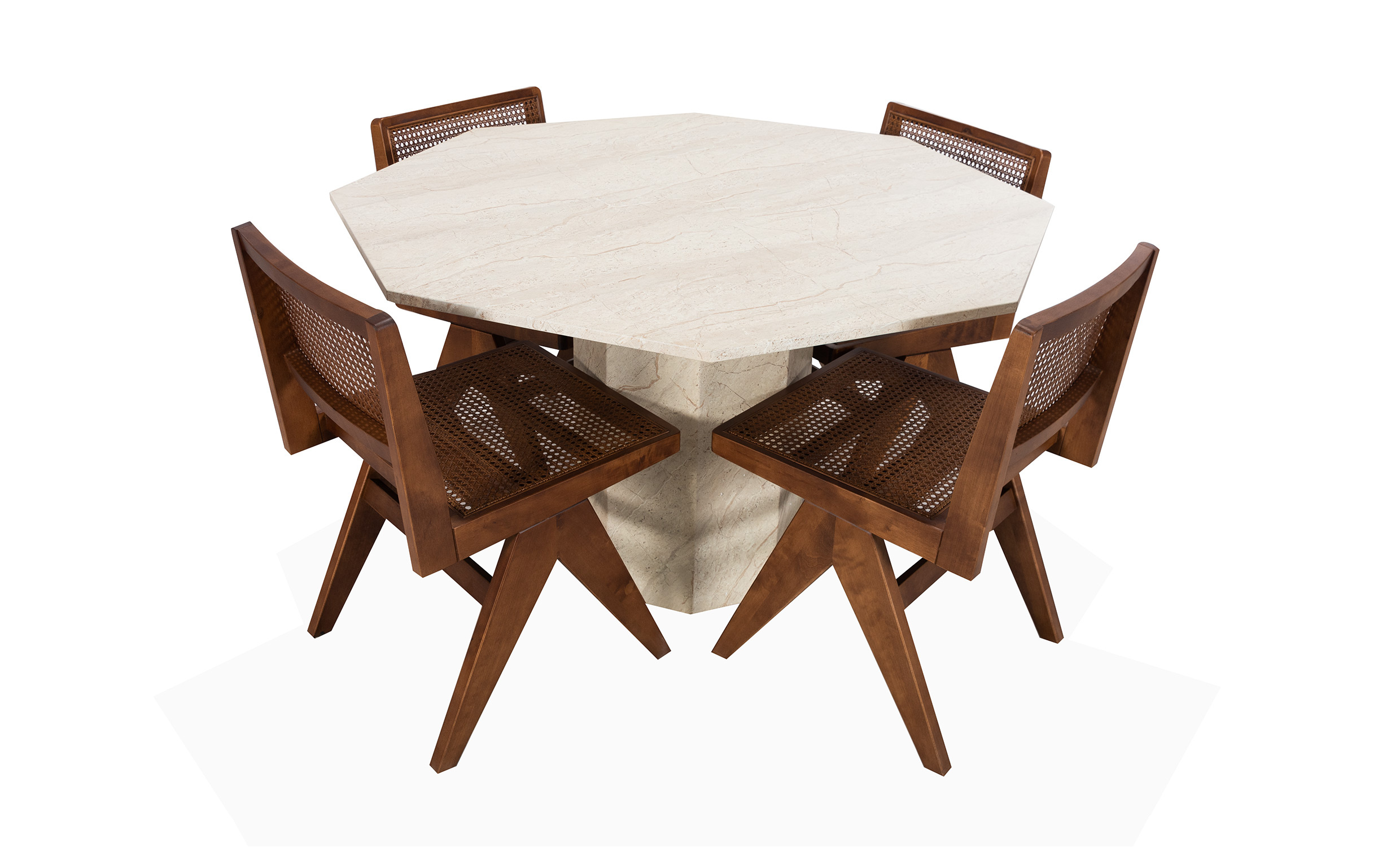 CATANIA/BEAU Matgrupp 4 stolar Beige/Brun