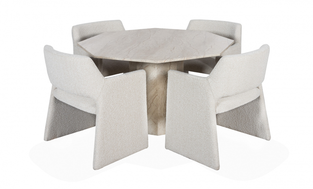 CATANIA/HAILY Matgrupp 4 Stolar Beige/Offwhite i gruppen Matplats / Bord / Matgrupper hos SoffaDirekt.se (2092DT-A2635-4)