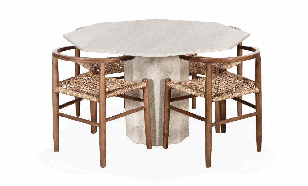 CATANIA/MONDO Matgrupp 4 Stolar Beige/Valnt i gruppen Matplats / Bord / Matgrupper / Matgrupp 4 stolar hos SoffaDirekt.se (2092DT-XN1767W-4)
