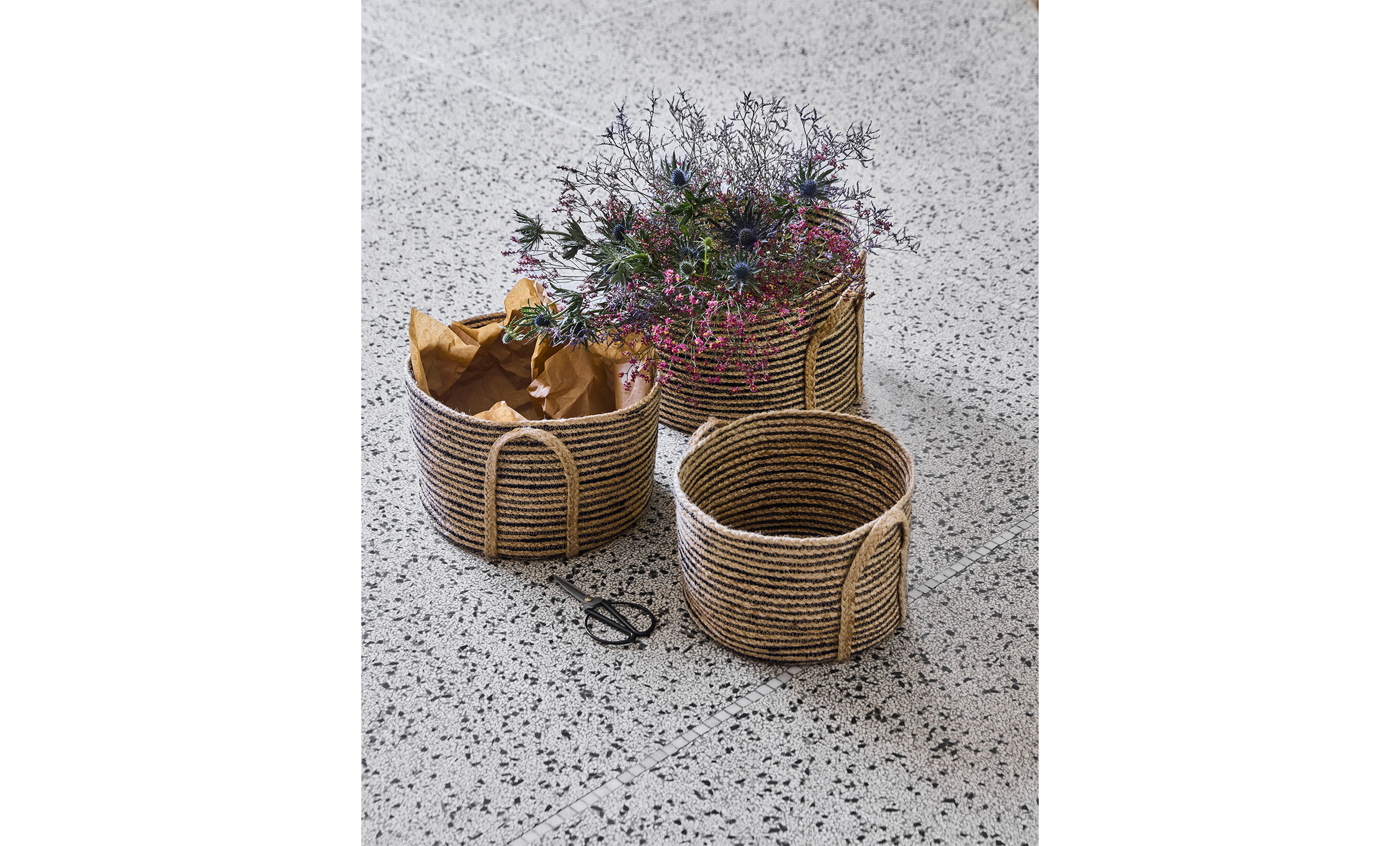 DUNGI F�rvaringskorg 3-set Natur/Svart