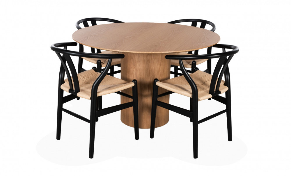 SKYLA/LUNDA 11 Matgrupp 4 Stolar Natur/Svart i gruppen Matplats / Bord / Matgrupper / Matgrupp 4 stolar hos SoffaDirekt.se (2278DT-101BL-4)