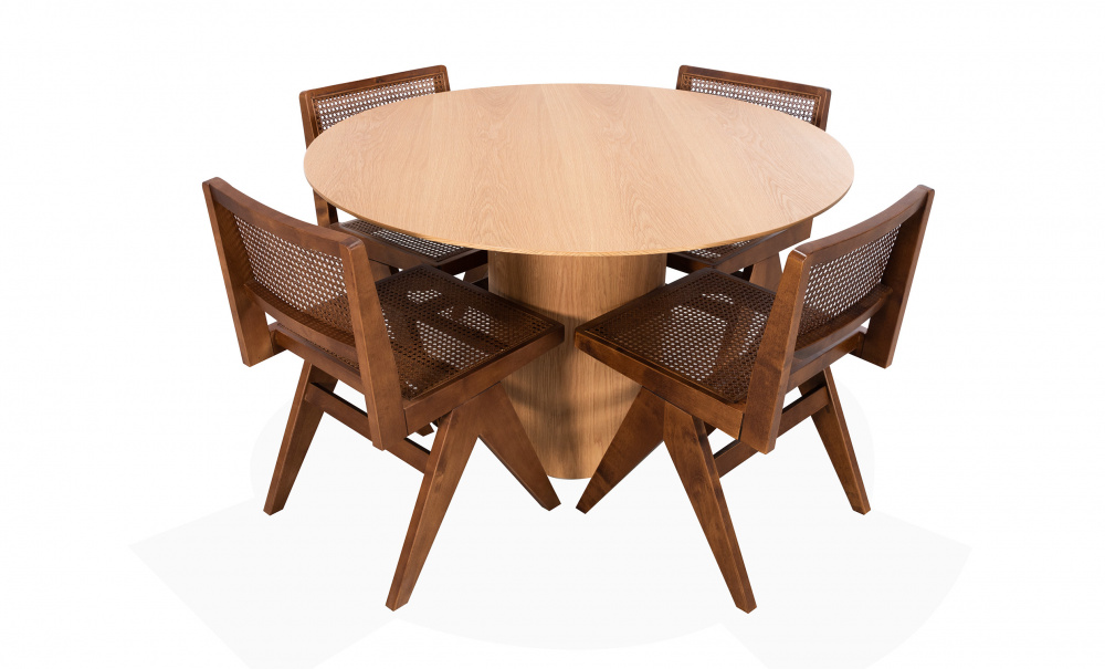 SKYLA/BEAU Matgrupp 4 stolar Brun i gruppen Matplats / Bord / Matgrupper / Matgrupp 4 stolar hos SoffaDirekt.se (2278DT-A-NAT1924BR-4)