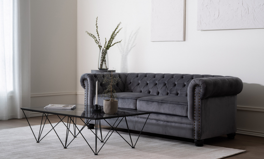 WINDSOR Chesterfield Bddsoffa Velvet Gr i gruppen Vardagsrum / Soffor / Bddsoffor hos SoffaDirekt.se (2328-HLR-21)