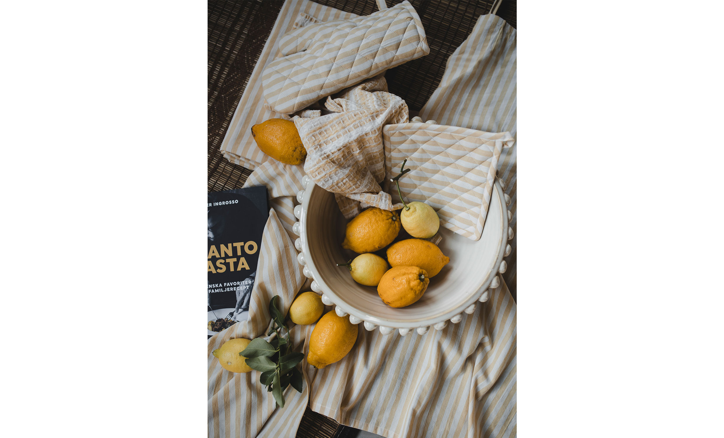 CUISINE Duk 140x280 Gul/Offwhite
