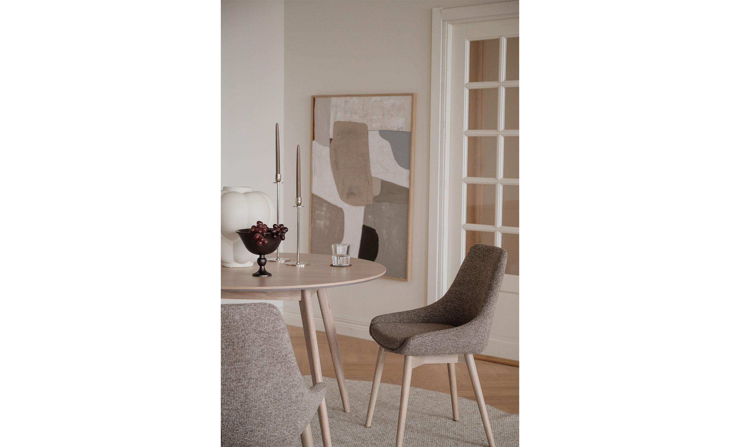 DENLEY Stol Mörkbeige, Vitpig Ek