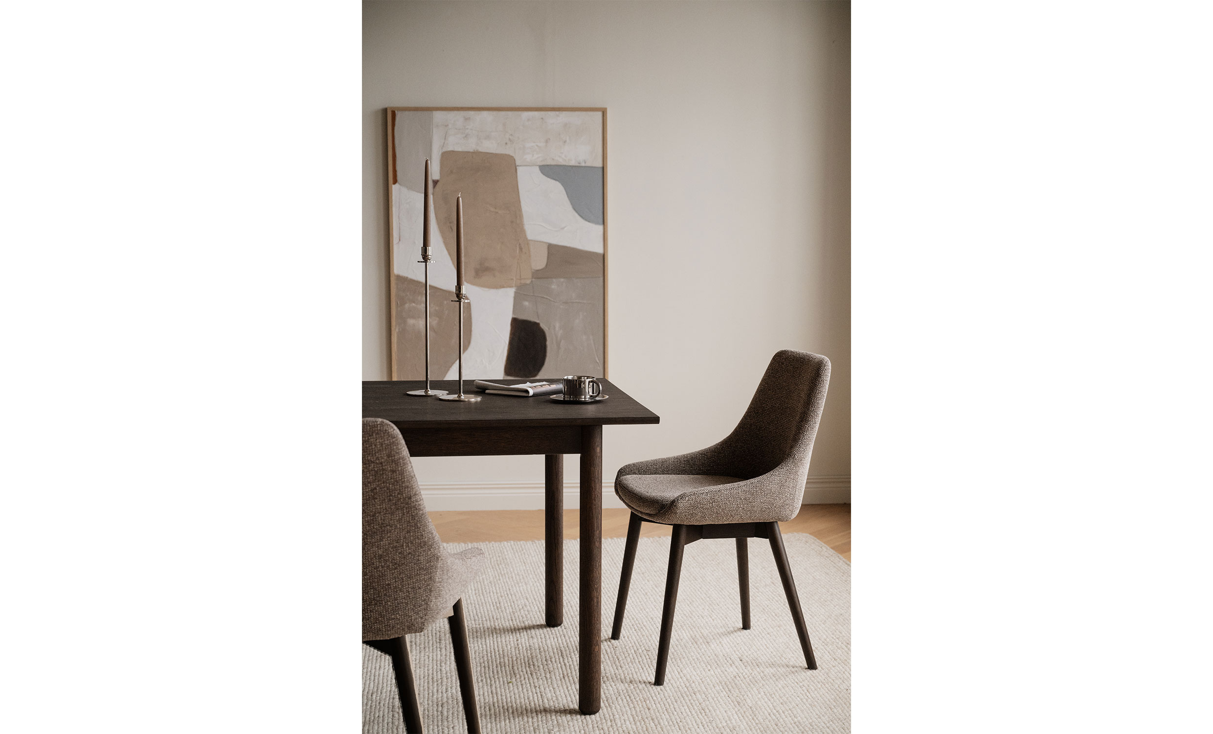 DENLEY Stol Mörkbeige, Brun Ek