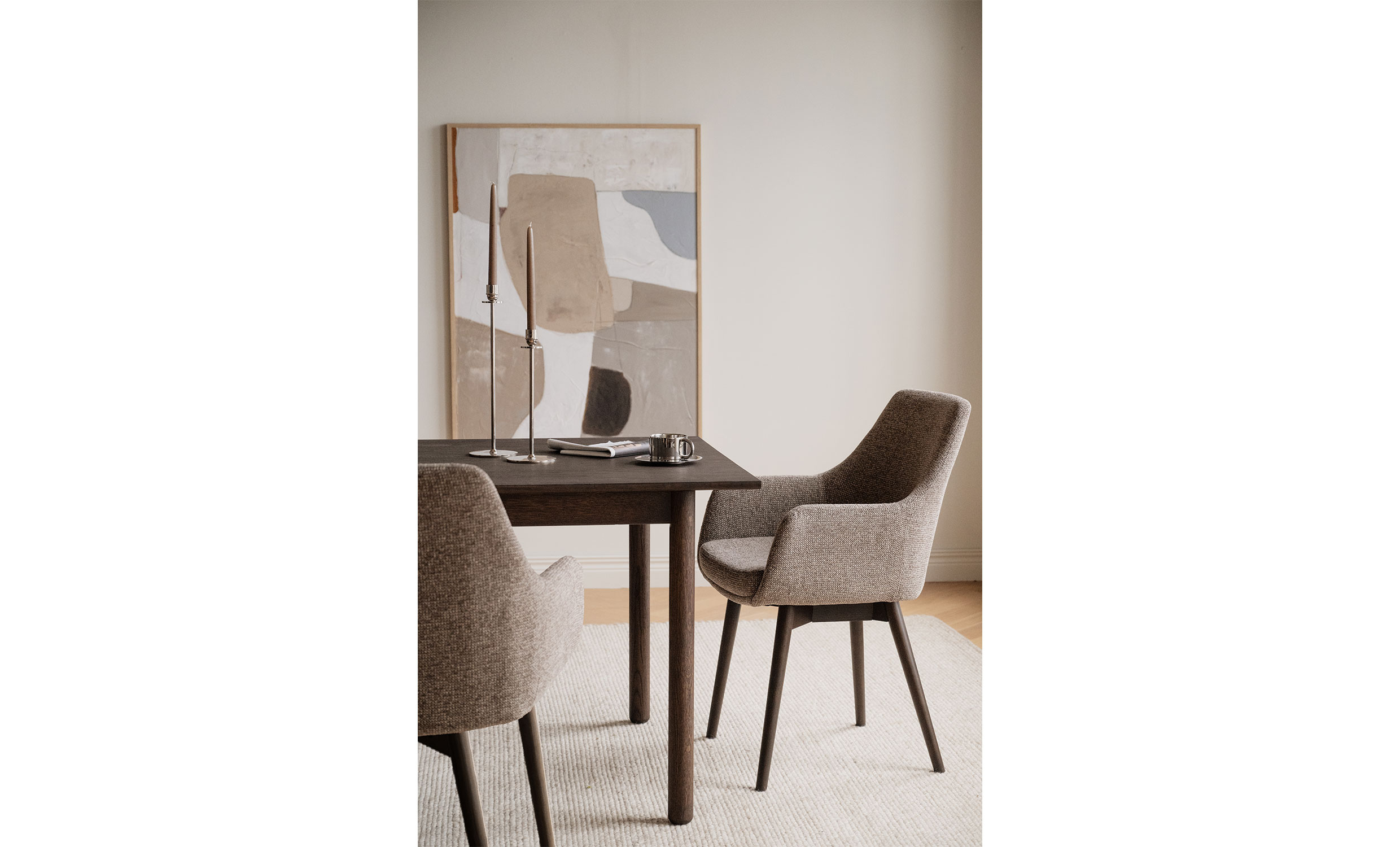 DENLEY Karmstol Mörkbeige, Brun Ek