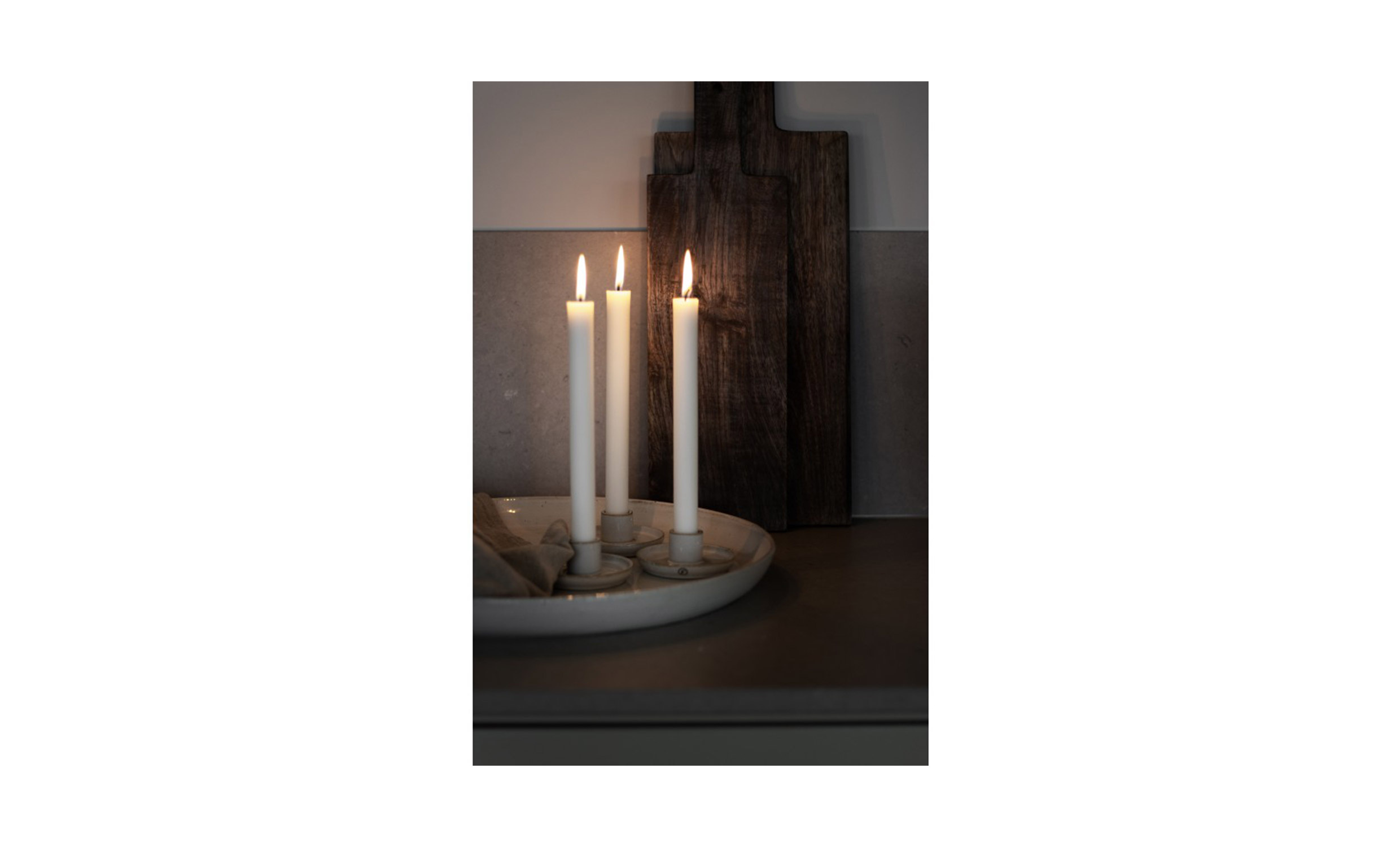 LJUSSTAKE Stengods Naturvit