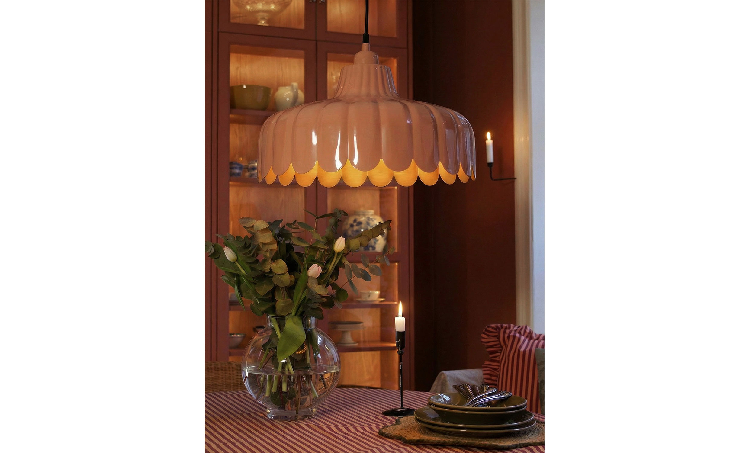 WELLS Taklampa 43cm Mellanrosa/Guld