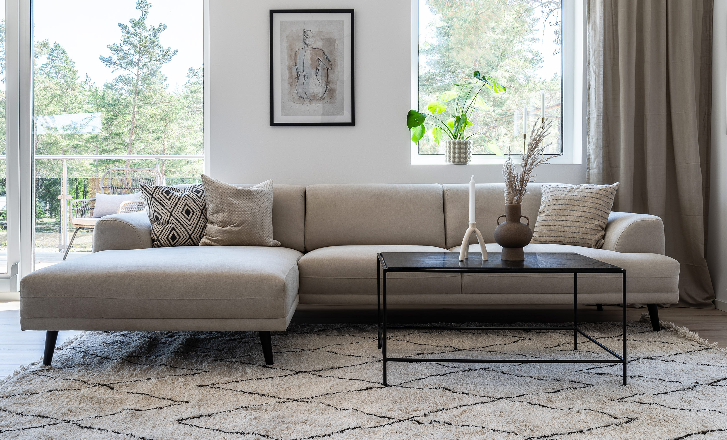 ANCONA Divan Vnster Beige