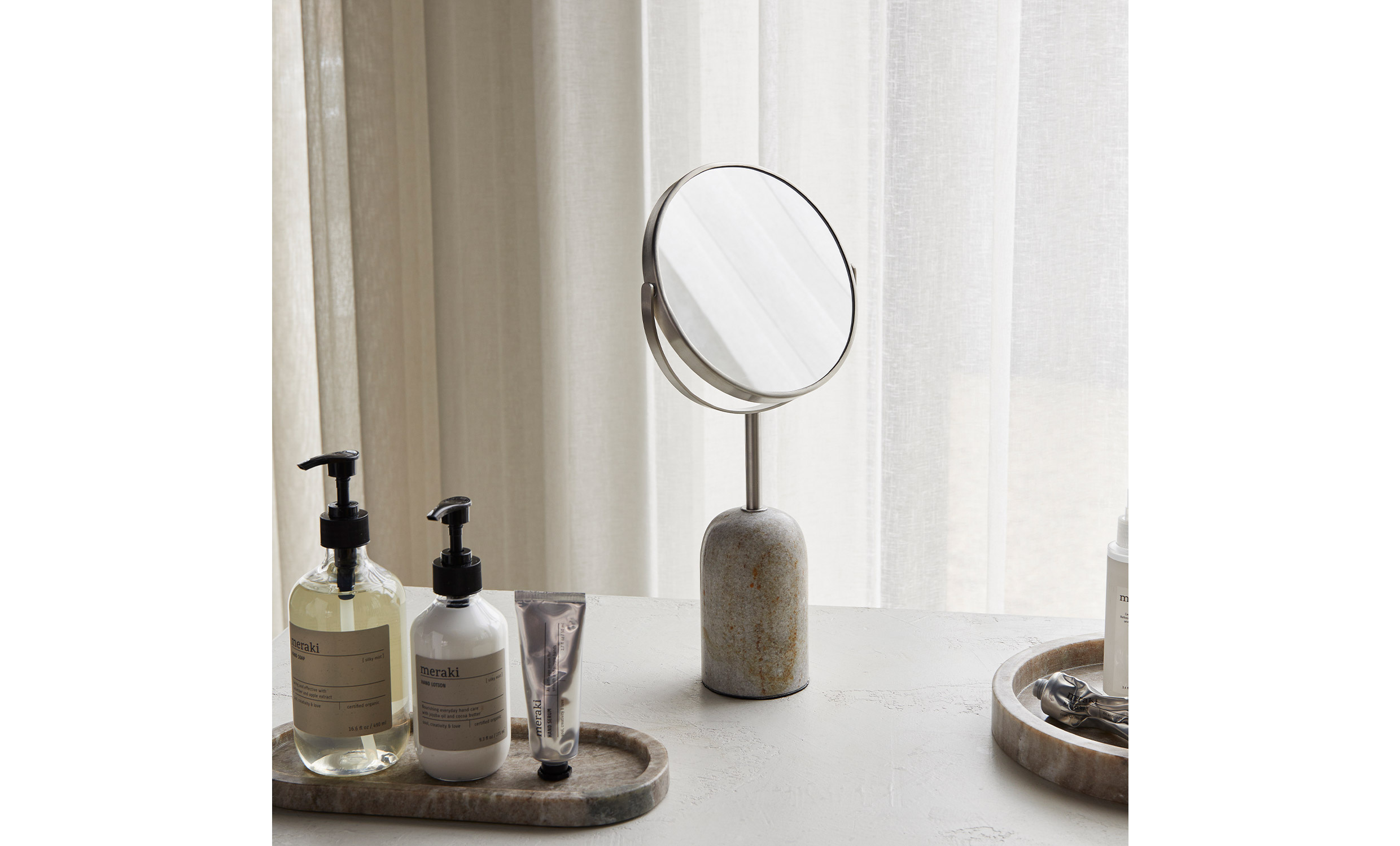 MARBLE Tvsidig Spegel Beige